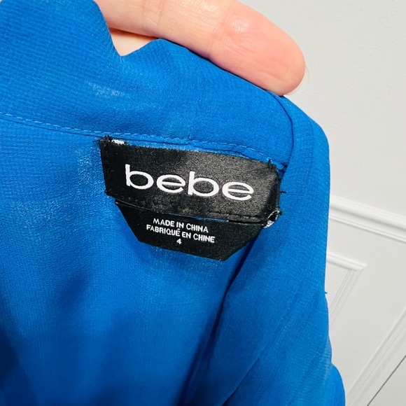 BeBe Blue Ombre Maxi Dress / Romper + Built In Shorts Maxi Sheer Deep V Neck - Picture 15 of 17